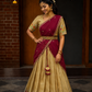 Elegant Beige & Orange Traditional Half Saree