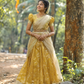Mustard Yellow & Cream Traditional Half Saree