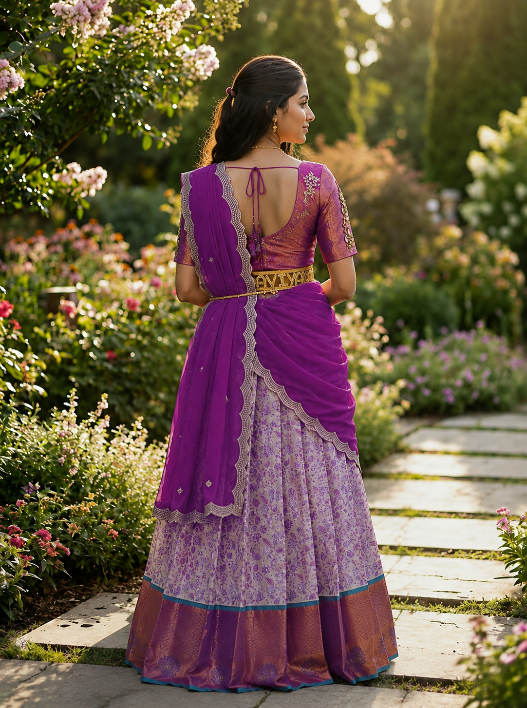 Bridal Style South Indian Half Saree