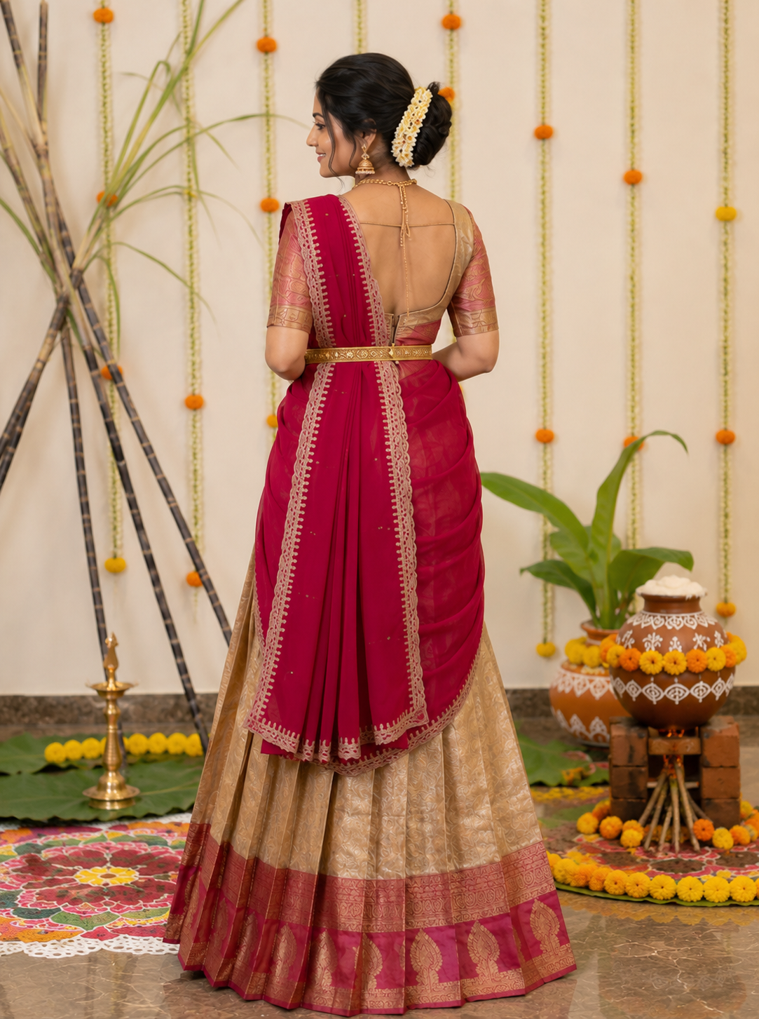 Heritage Gold Half Saree for Festive & Wedding Wear
