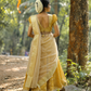 Mustard Yellow & Cream Traditional Half Saree