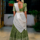 Olive Green & White Traditional Half Saree with Cultural Elegance