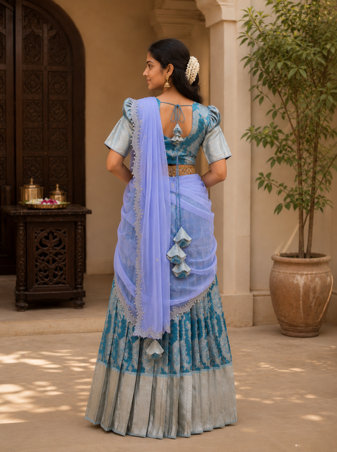 Stylish Pastel Half Saree for Engagement & Party Wear