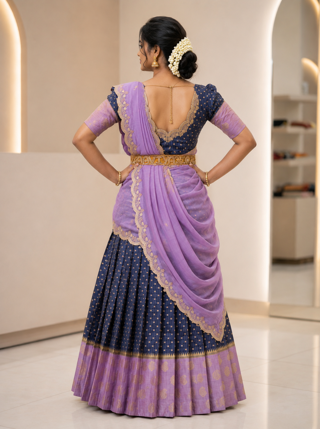 Festive Wear Silk Blend Occasion Wear Half Saree for Girls