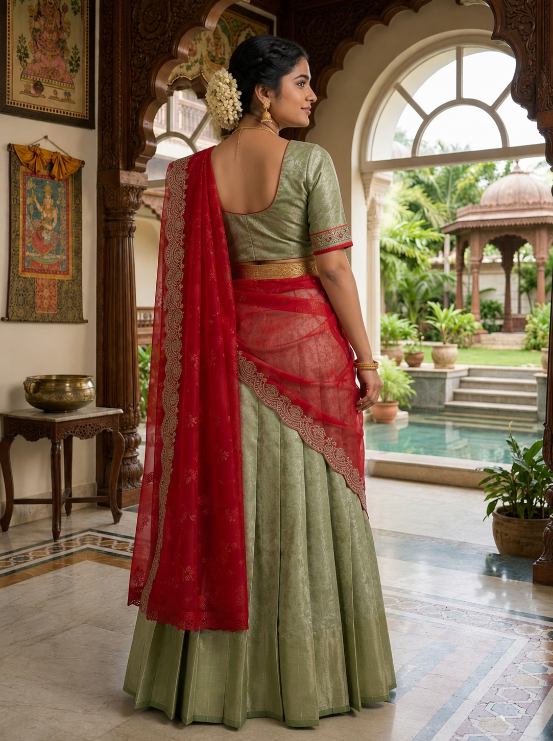 Traditional Embroidered Half Saree for Women