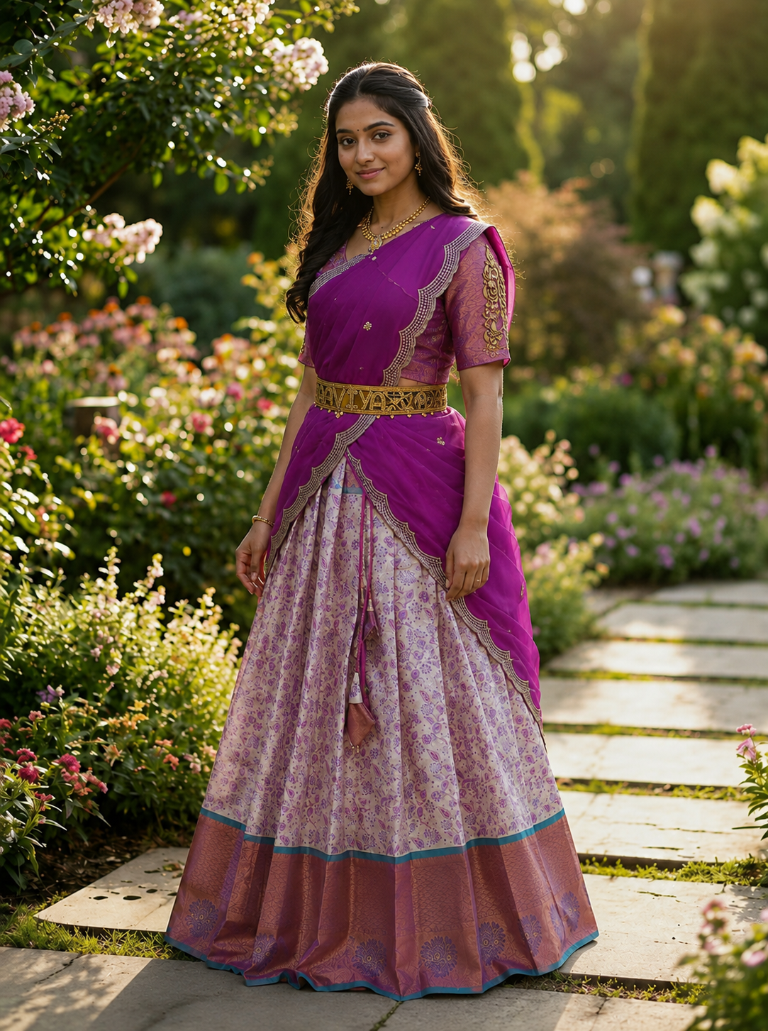Bridal Style South Indian Half Saree