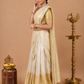 Classic Cream & Gold Traditional Half Saree