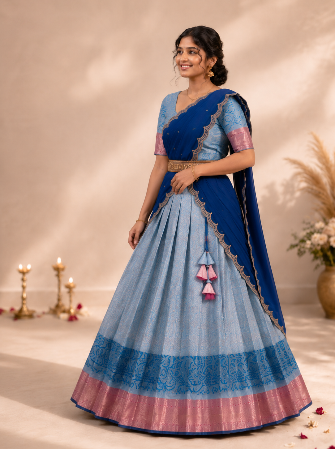 Royal Blue Traditional Half Saree with Timeless Elegance