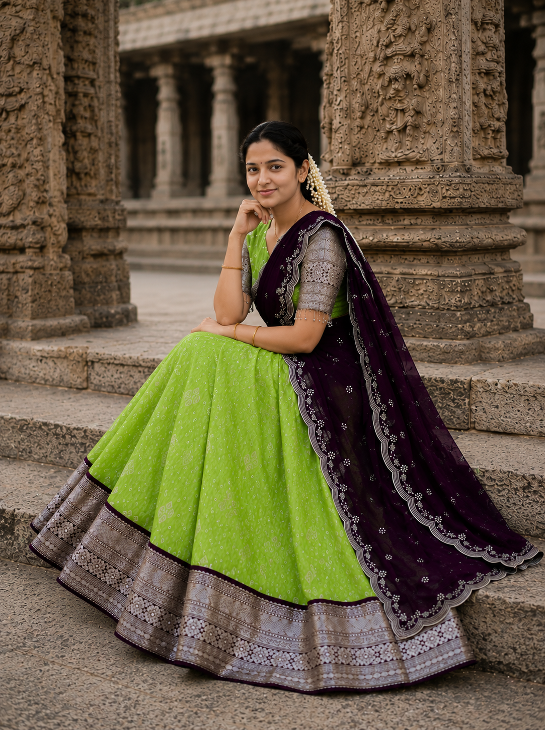 Designer Semi Silk Half Saree with Traditional Look